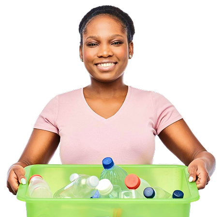 Woman holding recyclable items